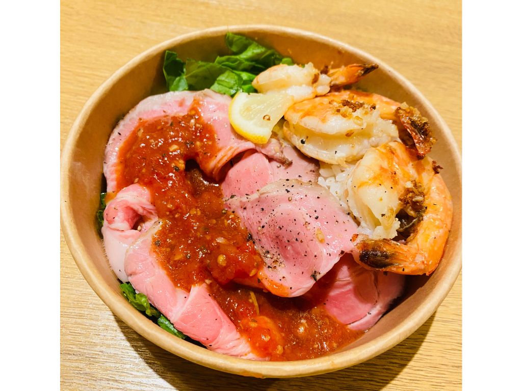 ローストポーク&ガーリックシュリンプ丼